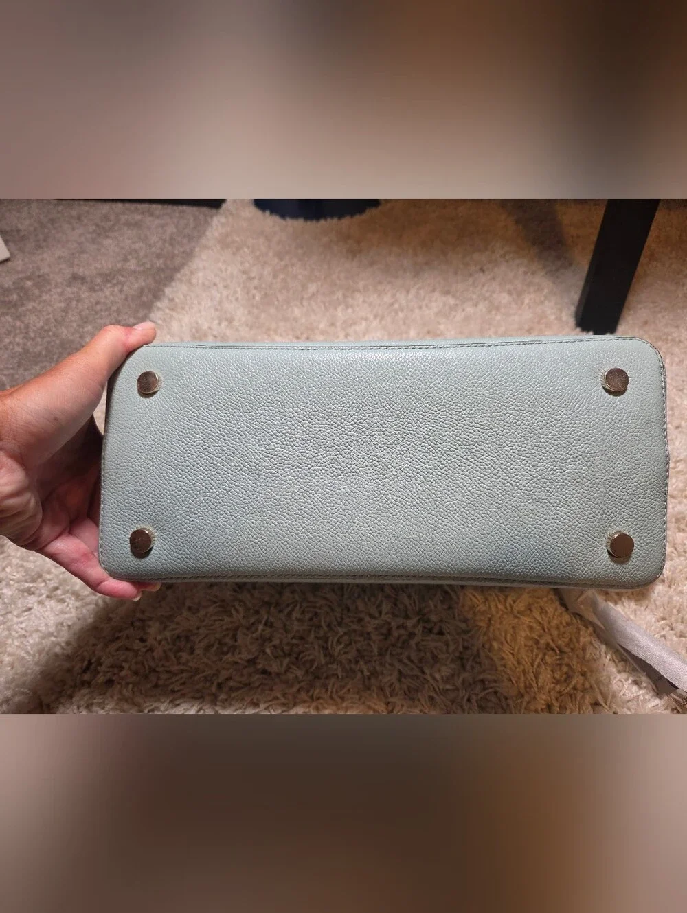 Kate Spade Pebbled Leather Satchel in Light Teal and White